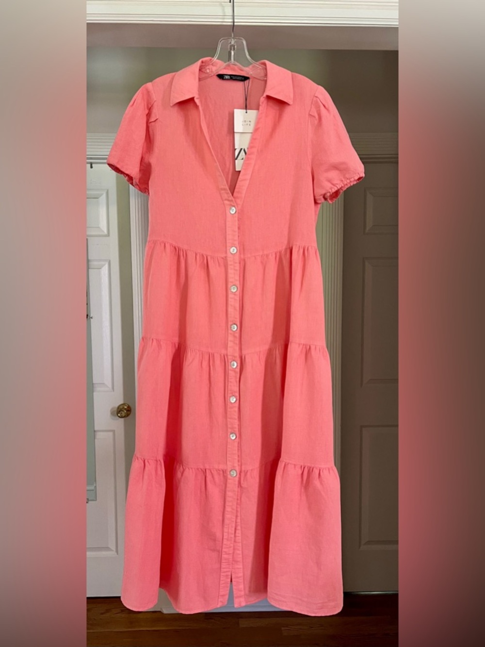 Zara Midi Linen Tiered Dress - Picture 2 of 9